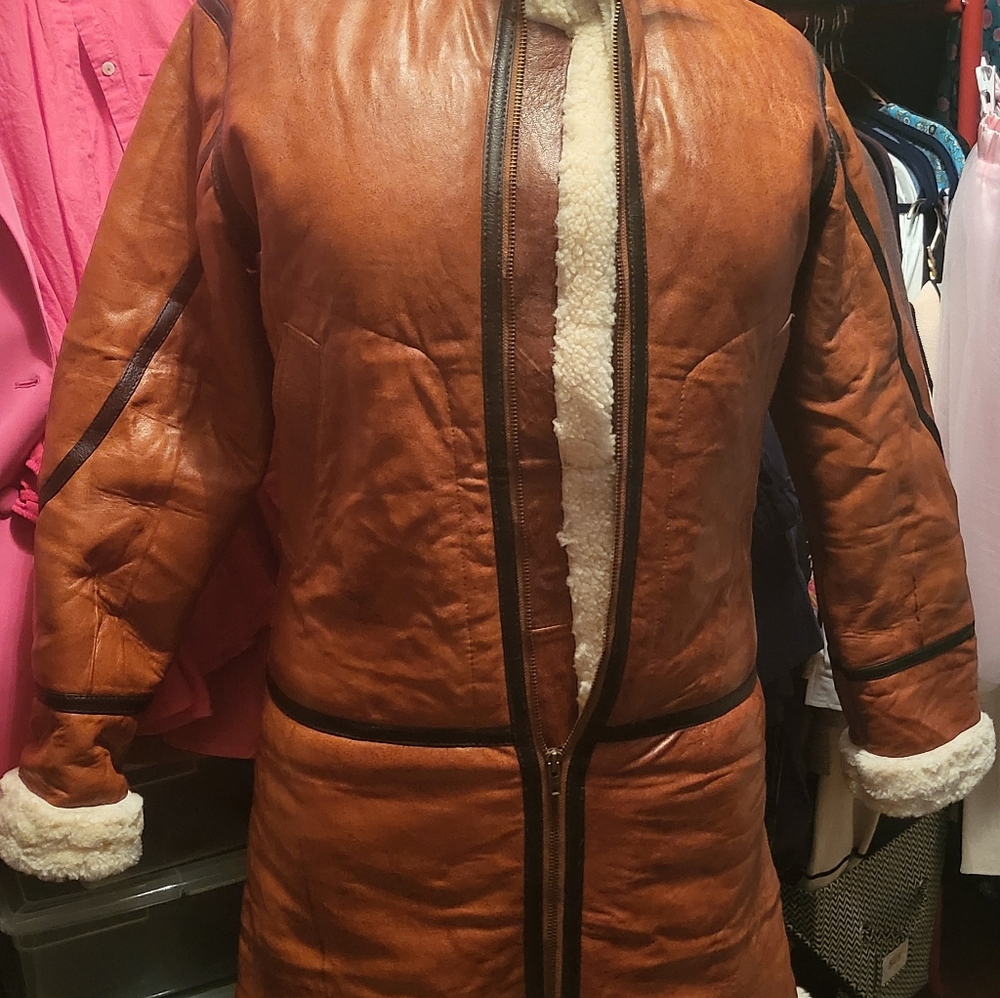 Shearling Lined Leather Parka - image 1